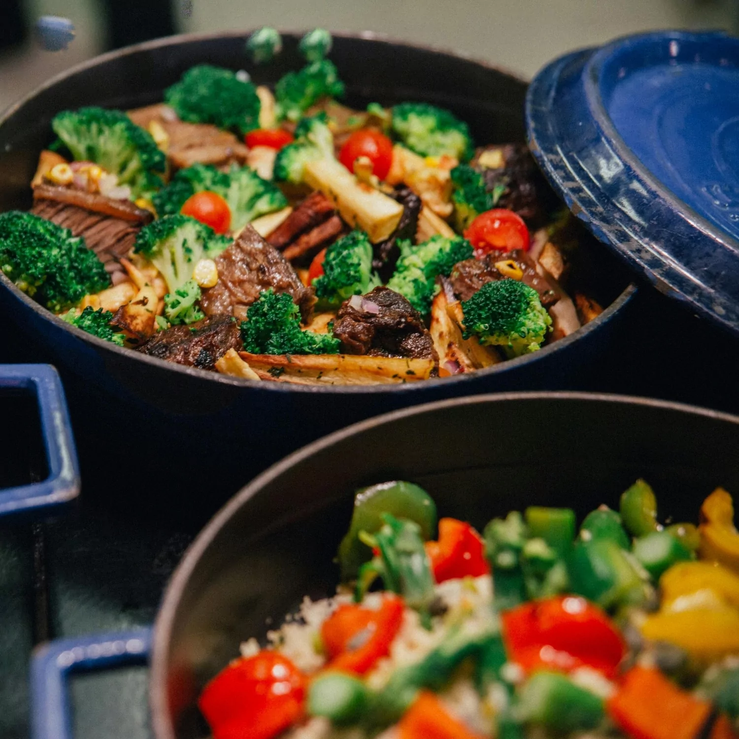 Cooking together in a rustic kitchen